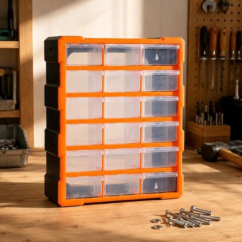 Hardware Organizer Cabinet with Clear Drawers Space-Efficient Wall-Mountable Parts Organizer for Hobby Room, Blue in Saudi Arabia