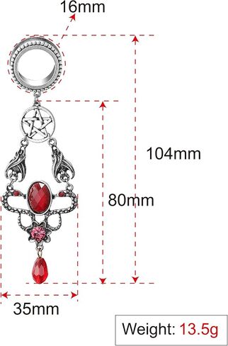 TBOSEN Set Stainless Steel Retro Large Dangle Ear Gauges Tunnels Plug Stretching Tapers Screw Fit Tunnels 2g-1" in 6mm-25mm in Kuwait