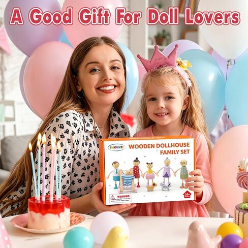 Wooden Dollhouse Family Figures Set, Miniature People Accessories for Pretend Play, for Kids Boys Girls, Ages 3 and up in Kuwait