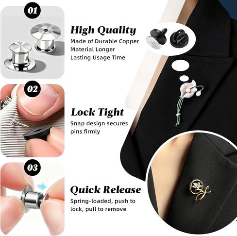 70PCS Locking Pin Backs, Metal & Rubber Locks Backings for Enamel Pins in Saudi Arabia