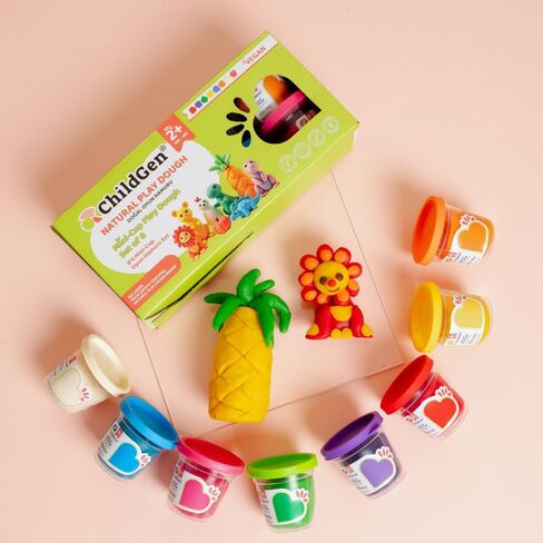 ChildGen Mini Cup Play Dough Set – 8 Pack, Non-Toxic, Natural Sensory Dough for Kids & Toddlers – Montessori Creative Play, Fine Motor Skills, Travel-Friendly Craft Set in Saudi Arabia