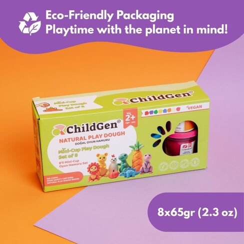 ChildGen Mini Cup Play Dough Set – 8 Pack, Non-Toxic, Natural Sensory Dough for Kids & Toddlers – Montessori Creative Play, Fine Motor Skills, Travel-Friendly Craft Set in Saudi Arabia
