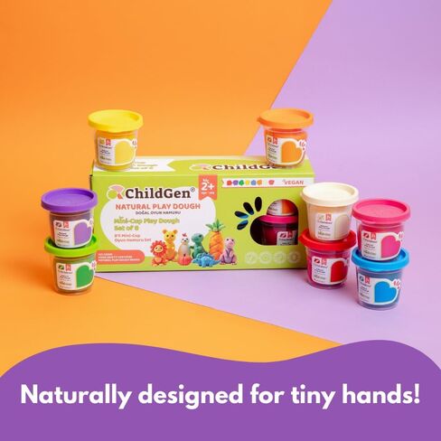 ChildGen Mini Cup Play Dough Set – 8 Pack, Non-Toxic, Natural Sensory Dough for Kids & Toddlers – Montessori Creative Play, Fine Motor Skills, Travel-Friendly Craft Set in Saudi Arabia