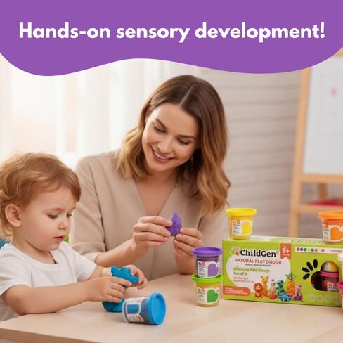 ChildGen Mini Cup Play Dough Set – 8 Pack, Non-Toxic, Natural Sensory Dough for Kids & Toddlers – Montessori Creative Play, Fine Motor Skills, Travel-Friendly Craft Set in Saudi Arabia