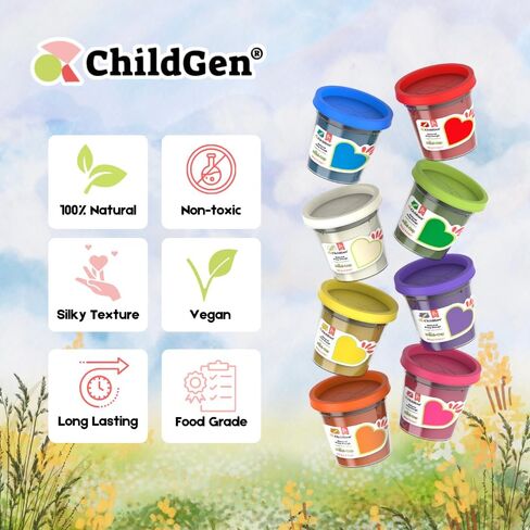 ChildGen Mini Cup Play Dough Set – 8 Pack, Non-Toxic, Natural Sensory Dough for Kids & Toddlers – Montessori Creative Play, Fine Motor Skills, Travel-Friendly Craft Set in Saudi Arabia