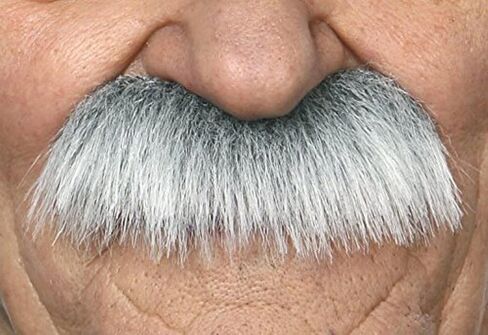 Mustaches Self Adhesive Horseshoe Fake Mustache, Novelty, False Facial Hair, Costume Accessory for Adults, Gray and White Color in Kuwait