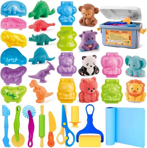 Dough Tools Play Set 22Pcs with Storage Container, Silicone Mat in Kuwait