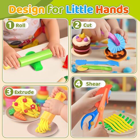 Dough Tools Play Set 22Pcs with Storage Container, Silicone Mat in Kuwait