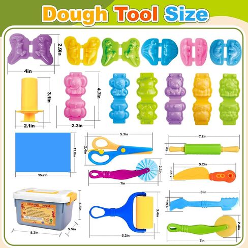 Dough Tools Play Set 22Pcs with Storage Container, Silicone Mat in Kuwait