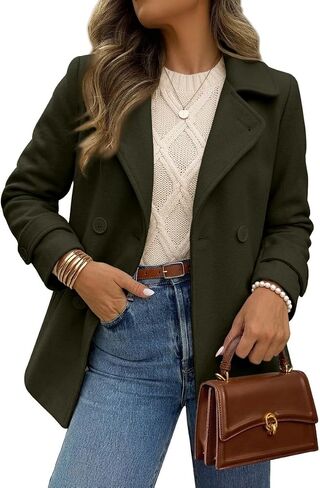 IDEALSANXUN Wool Coat for Womens Double Breasted Peacoat Outwear in Kuwait