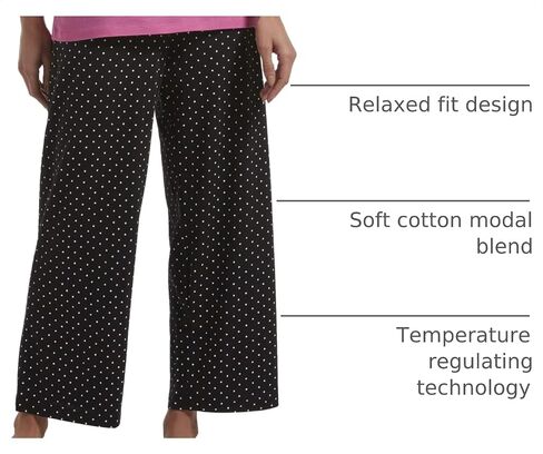 HUE womens Basic Printed Knit Capri Pajama Sleep Pant, Made With Temperature Control Technology in Kuwait