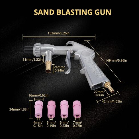 AMTOVL Sand Blasting Guns Sandblaster + 4Pcs Ceramic Nozzles + Extra Iron Nozzle Tip Set in Kuwait