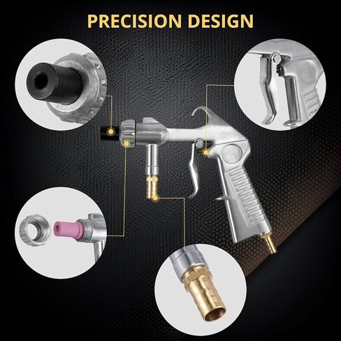 AMTOVL Sand Blasting Guns Sandblaster + 4Pcs Ceramic Nozzles + Extra Iron Nozzle Tip Set in Kuwait