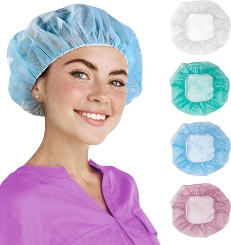 AMZ Medical Supply قبعات منتفخة جراحية يمكن التخلص منها مقاس 24 بوصة. 100 عبوة من أغطية الشعر الطبية المصنوعة من مادة البولي بروبيلين الخضراء للاستعمال مرة واحدة. قبعات طبية قابلة للتنفس يمكن التخلص منها مع شريط مطاطي لخدمة الطعام in Kuwait