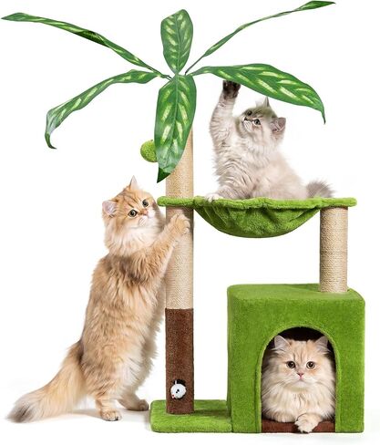 Woochpet 38'' Cat Tree Condo with Hammock Cat Tower with Scratching Posts Green Large in Kuwait