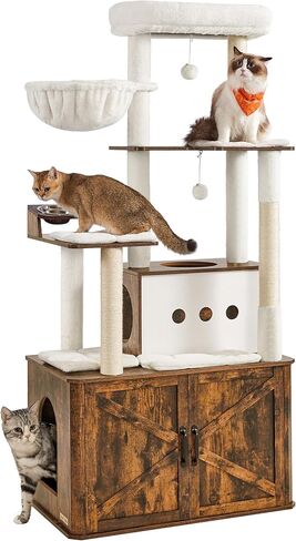 Feandrea Cat Tree, 66.9-Inch Cat Tower with Litter Box Enclosure in Saudi Arabia