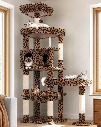 Globlazer 65in Sturdy Cat Tree Tower for Indoor Large Cats, S65, Dark Grey in Saudi Arabia