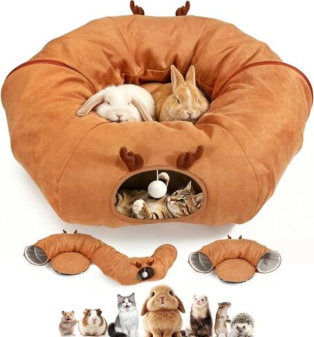 3-in-1 Bunny Tunnel Bed,Collapsible Rabbit Tunnel Toy,Portable Playground in Saudi Arabia
