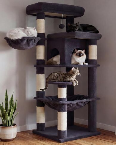 Heybly 53.1" Corner Cat Tree for Large Cats – Interactive Play HCT029W in Kuwait