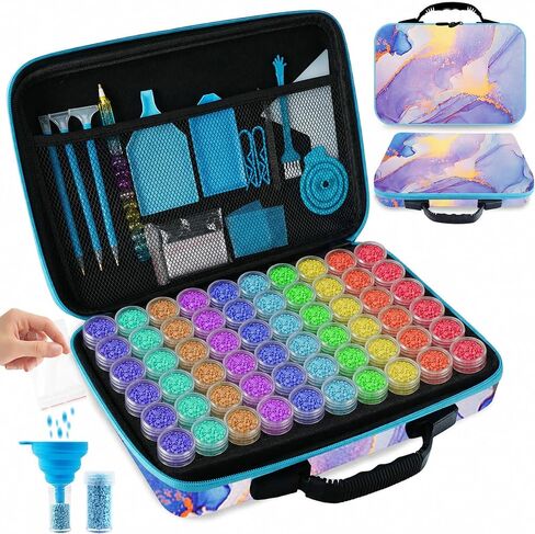 TAVOLOZZA Diamond Art Storage Case, 60 Slots Portable Diamond Painting Kits with Accessories for Craft Rhinestones & Jewelry Beads Organizer Boxes in Kuwait