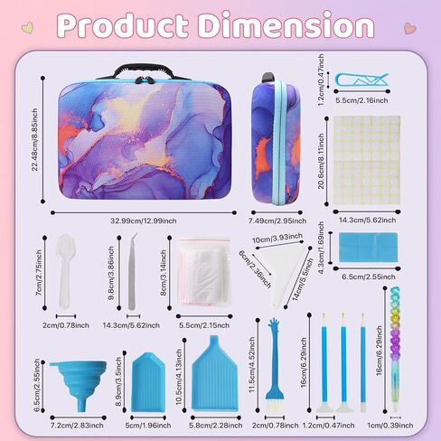 TAVOLOZZA Diamond Art Storage Case, 60 Slots Portable Diamond Painting Kits with Accessories for Craft Rhinestones & Jewelry Beads Organizer Boxes in Kuwait