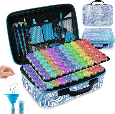 TAVOLOZZA Diamond Art Storage Case, 60 Slots Portable Diamond Painting Kits with Accessories for Craft Rhinestones & Jewelry Beads Organizer Boxes in Kuwait