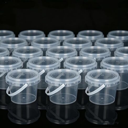 Lobergel 20 Pack 5oz Small Slime Containers, 150ml Plastic Slime Jars with Lids and Handle Jello Shot Cups Clear Storage Organizers for Slime Making, Food and Beauty Products in Kuwait