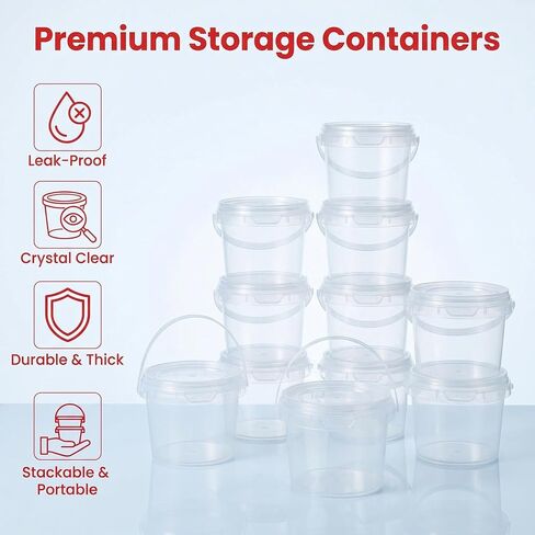 Lobergel 20 Pack 5oz Small Slime Containers, 150ml Plastic Slime Jars with Lids and Handle Jello Shot Cups Clear Storage Organizers for Slime Making, Food and Beauty Products in Kuwait