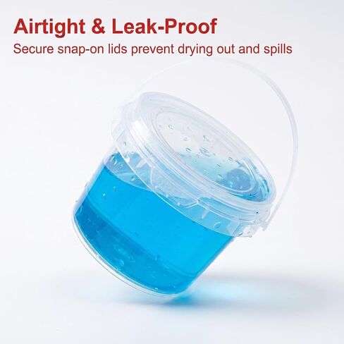 Lobergel 20 Pack 5oz Small Slime Containers, 150ml Plastic Slime Jars with Lids and Handle Jello Shot Cups Clear Storage Organizers for Slime Making, Food and Beauty Products in Kuwait