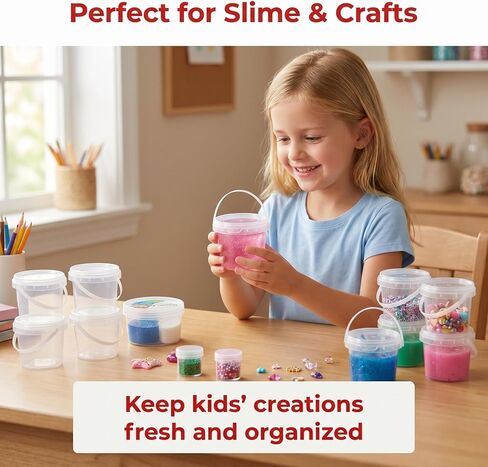 Lobergel 20 Pack 5oz Small Slime Containers, 150ml Plastic Slime Jars with Lids and Handle Jello Shot Cups Clear Storage Organizers for Slime Making, Food and Beauty Products in Kuwait