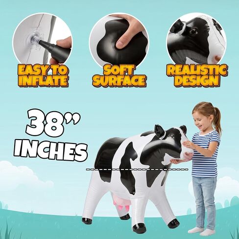 38-Inch Inflatable Cow Pool Float for Kids, Barnyard Party Decoration in Kuwait