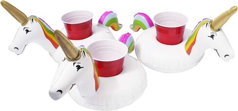 GoFloats Inflatable Pool and Hot Tub Drink Holders (3 Pack) (Choose - Unicorn, Flamingo, Palm Tree and More) in Kuwait