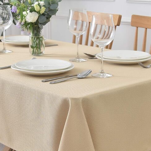 maxmill Rectangle Textured Tablecloth Waterproof Spillproof Wrinkle Free Table Cloth, Kitchen Dining Tabletop Thanksgiving Decoration, Table Cover for Outdoor and Indoor, 52 x 70 Inch, Rust in Kuwait