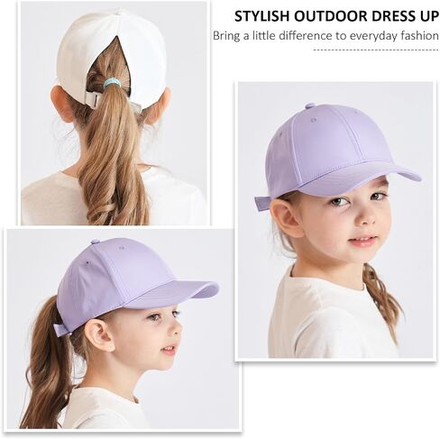 Kids Baseball Hat Visor, Little Girl Sun Protection Hat Ponytail Hole Sun Hat Cotton hat,Beach Sun Hat for Children in Kuwait