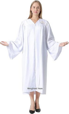 IvyRobes Unisex Premium Matte Baptismal Robe With Weighted Hem|Embroidered Dove with Olive Branch in Kuwait