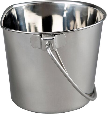 Advance Pet Products 4 Quart Stainless Steel Bucket with Dual Hook | Perfectly Fits on Kennels, Cages and Critter Crates | Heavy Duty Bucket for Pets Cleaning & Food Prep - Flat Sided Pail in Saudi Arabia