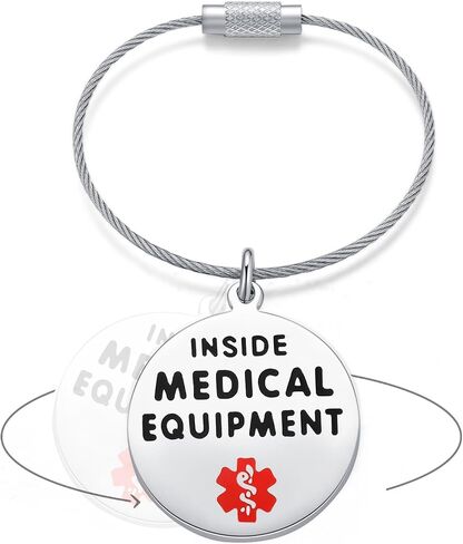 Divoti Medical Equipment Bag Tag | 1.25" Travel ID Tag with Red Alert Symbol | Dual-Sided, Pre-Engraved “Medical Equipment Inside" | Polished, Durable & Rust-Proof with Quick Clip Attachment-Rainbow in Kuwait