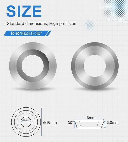 CDBP 16mm(5/8 inch) Round Carbide Inserts for Woodturning, R16×3mm Indexable Carbide Cutter fits for DIY Woodworking Lathe Wood Turning Finisher Hollower Tools, Ci0, 10pcs in Kuwait