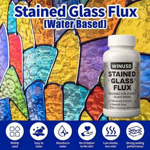 8oz Liquid Solder Flux for Stained Glass Soldering | Water-Based Liquid Zinc Flux for Solder Work, Glass Repair & Electronics Repair | Soldering Tools Stained Glass Supplies Kit for DIY Projects in Saudi Arabia