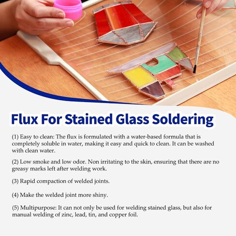 8oz Liquid Solder Flux for Stained Glass Soldering | Water-Based Liquid Zinc Flux for Solder Work, Glass Repair & Electronics Repair | Soldering Tools Stained Glass Supplies Kit for DIY Projects in Saudi Arabia