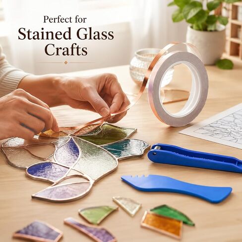 Copper Foil Tape for Stained Glass Kit 4 Rolls with Tools in Kuwait