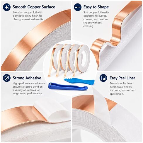 Copper Foil Tape for Stained Glass Kit 4 Rolls with Tools in Kuwait