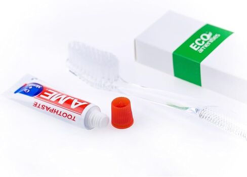 ECO amenities Travel Toothbrush Kit - Manual Disposable Toothbrush with Toothpaste, in Individually Wrapped Paper Box, 100 Sets per Case - Travel Toothbrush and Toothpaste for Hotels and Hospitality in Kuwait