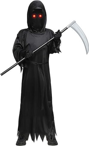 Doxrmuru Grim Reaper Costume for Kids Halloween Costume with Light Up Red Eyes in Kuwait