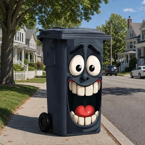 Large Funny Face Sticker for Trash Can & Wall (27.56x13.78inch), Matte Black Big Eye Vinyl Decal, Waterproof Self Adhesive Sticker for Indoor Outdoor Modern Home Decor in Kuwait