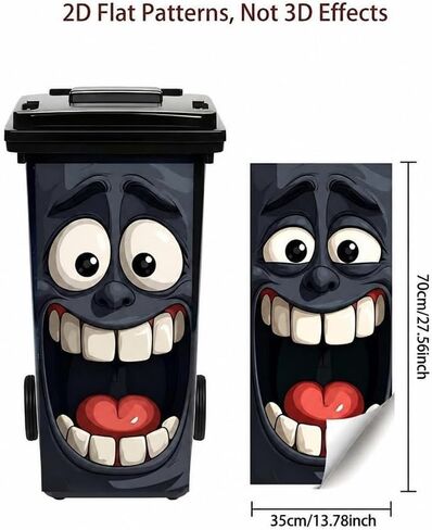 Large Funny Face Sticker for Trash Can & Wall (27.56x13.78inch), Matte Black Big Eye Vinyl Decal, Waterproof Self Adhesive Sticker for Indoor Outdoor Modern Home Decor in Kuwait