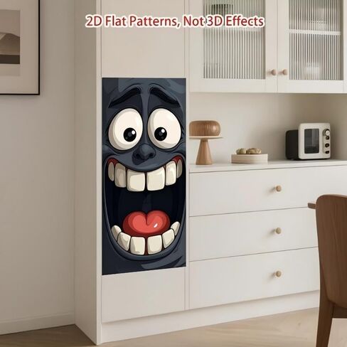 Large Funny Face Sticker for Trash Can & Wall (27.56x13.78inch), Matte Black Big Eye Vinyl Decal, Waterproof Self Adhesive Sticker for Indoor Outdoor Modern Home Decor in Kuwait
