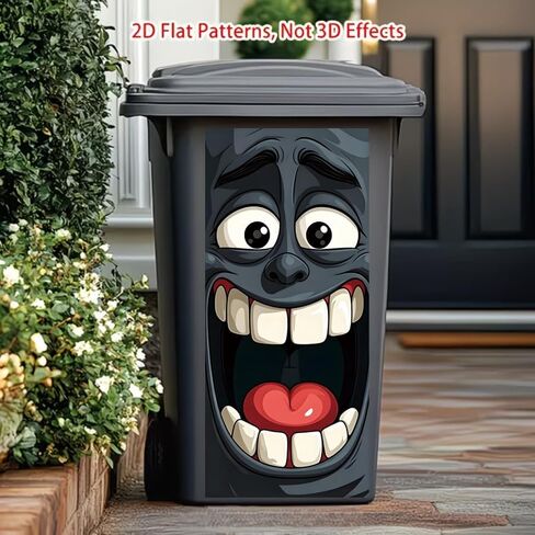 Large Funny Face Sticker for Trash Can & Wall (27.56x13.78inch), Matte Black Big Eye Vinyl Decal, Waterproof Self Adhesive Sticker for Indoor Outdoor Modern Home Decor in Kuwait