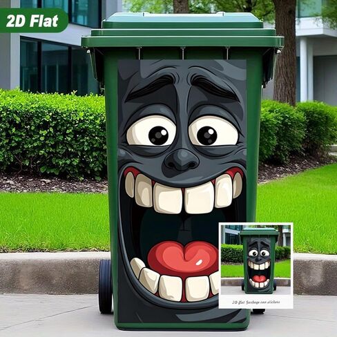 Large Funny Face Sticker for Trash Can & Wall (27.56x13.78inch), Matte Black Big Eye Vinyl Decal, Waterproof Self Adhesive Sticker for Indoor Outdoor Modern Home Decor in Kuwait