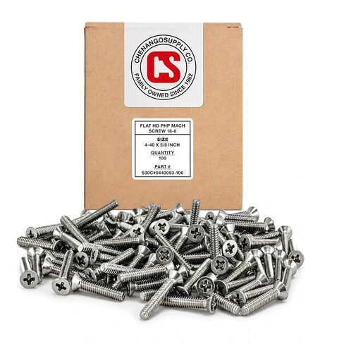 Stainless 4-40 x 5/8" (3/8" to 1-1/2" Available) Flat Head Machine Screws, Full Thread, Phillips Drive, Stainless Steel 18-8, Machine Thread (4-40 x 5/8") in Kuwait